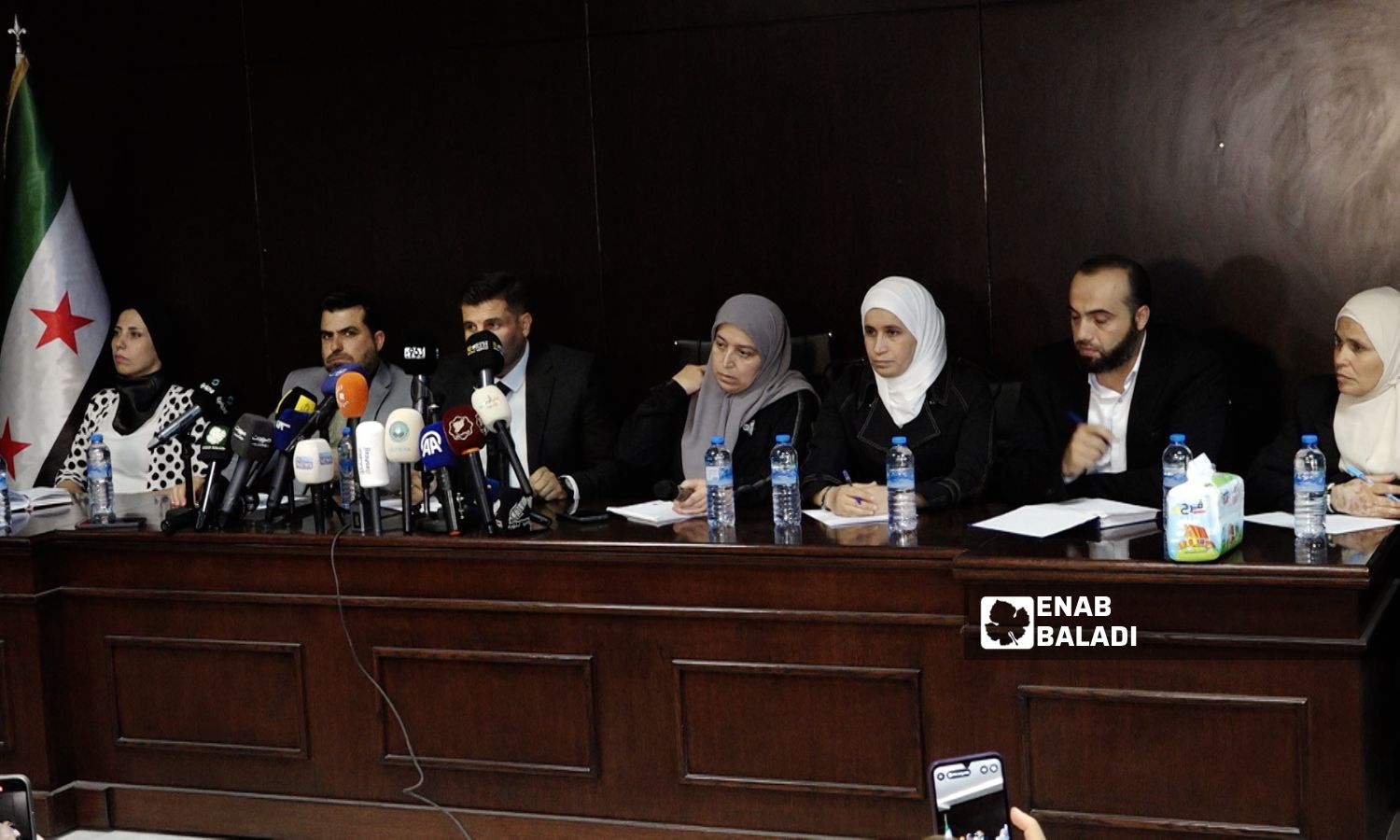 مؤتمر صحفي لجنة لجنة التحقيق في مصير أبناء المعتقلين والمغيبين - 8 تموز 2025 (عنب بلدي/نور حمزة)