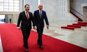 وزير الخارجية السوري أسعد الشيباني يستقبل  المبعوث الأمريكي توم باراك في دمشق 9 من تموز 2025 (الخارجية السورية)