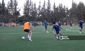 المنتخب السوري الأولمبي خلال المعسكر التدريبي في ملعب الفيحاء بدمشق - 6 آب 2025 (عنب بلدي/ أحمد الحمود)
