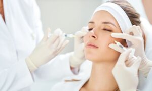 سيدة تجري عمليات حقن تجميلية للوجه (كانفا)
