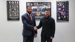 لقاء الرئيس السوري أحمد الشرع و نظيره الأوكراني فولوديمير زيلينسكي في نيويورك - 24 أيلول 2025 (رئاسة الجمهورية العربية السورية)