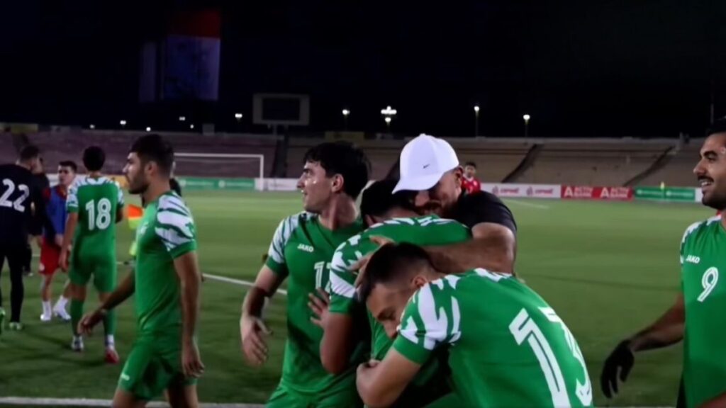 فرحة المنتخب الاولمبي السوري عقب فوزه على منتخب طاجيكستان وتأهله لكأس آسيا - 9 أيلول 2025 (حسين مصطفى/فيسبوك)
