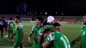 فرحة المنتخب الاولمبي السوري عقب فوزه على منتخب طاجيكستان وتأهله لكأس آسيا - 9 أيلول 2025 (حسين مصطفى/فيسبوك)