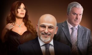 الفنان جمال سليمان والفنان عبد الحكيم قطيفان والفنانة كارمن لبس (تعديل عنب بلدي)
