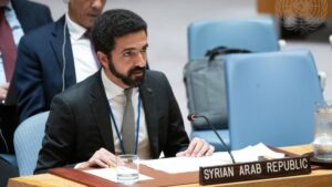 مندوب سوريا الدائم في الأمم المتحدة، إبراهيم العلبي، يتحدث لأول مرة في مجلس الأمن ـ 12 أيلول 2025 ( الأمم المتحدة)