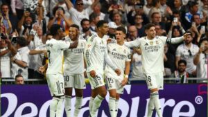 احتفال ريال مدريد بالهدف الأول في الكلاسيكو 26 تشرين الأول 2025 (Real Madrid) احتفال ريال مدريد بالهدف الأول في الكلاسيكو 26 تشرين الأول 2025 (Real Madrid)