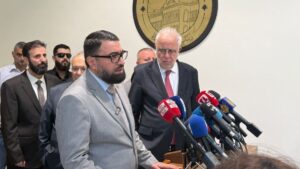 مؤتمر صحفي مشترك بين وزير العدل السوري مظهر الويس ونظيره اللبناني عادل نصار في بيروت - 14 تشرين الأول 2025 (وزارة العدل) مؤتمر صحفي مشترك بين وزير العدل السوري مظهر الويس ونظيره اللبناني عادل نصار في بيروت - 14 تشرين الأول 2025 (وزارة العدل)