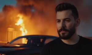 صورة من فيديو كليب نار ع علم للمطرب حسام جنيد مولّدة عبر الذكاء الاصطناعي (لقطة شاشة)
