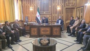 لقاء وزير العدل مظهر لويس مع وفد من القضاة في الشمال السوري - 15 نيسان 2025 (العدل/تلجرام)