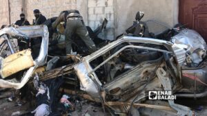 مقتل شخصين بانفجار سيارة في ريف حلب - 22 تشرين الأول 2025 (عنب بلدي/ محمد مصطو)