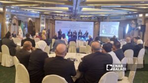 حلقة نقاش ضمن فعاليات المنتدى الإقليمي الثلاثي حول آثار عودة اللاجئين السوريين والتطورات الاجتماعية والاقتصادية على سوق العمل في سوريا والدول المجاورة - 16 تشرين الأول 2025 ( عنب بلدي/ مارينا مرهج)