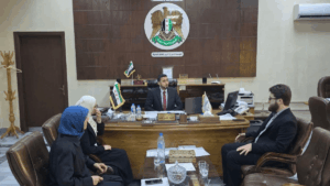 من لقاء مدير عام المؤسسة العامة للتأمينات الاجتماعية حسن خطيب بمدير عام المؤسسة السورية للبريد عماد الدين حمد - 9 تموز 2025 (مؤسسة التأمينات الاجتماعية/ فيسبوك)