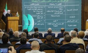 ورشة عمل بمشاركة وزير المالية السوري محمد برنية وتجار لعرض الفروق بين مشروع القانون الجديد للضريبة على الدخل والقانون القديم - 2 تشرين الأول 2025 (وزير المالية/لينكد إن)  