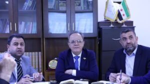 وزير التعليم العالي مروان الحلبي خلال اجتماع لمناقشة آليات القبول الجامعي وتحديث الخطط الوزارية - 14 أيلول 2025 (التعليم العالي/تلجرام)