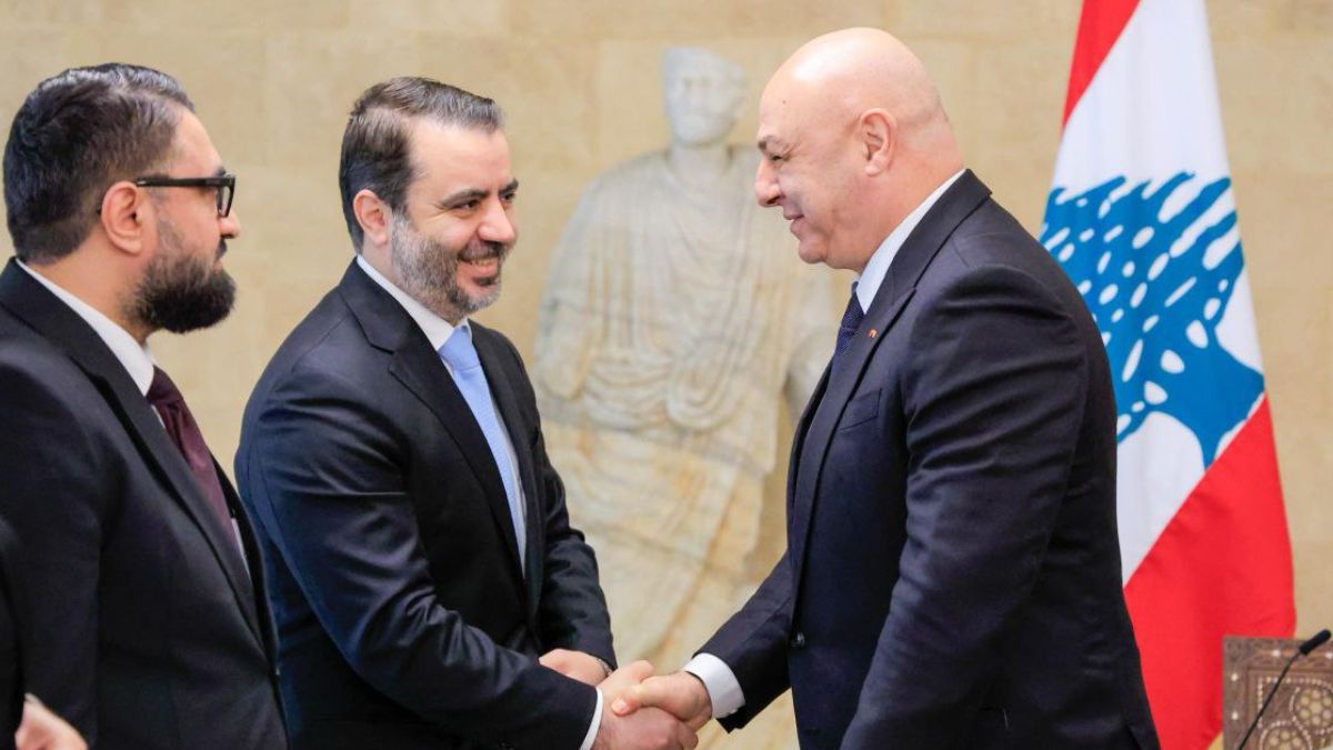 الرئيس اللبناني جوزيف عون ووزير الخارجية السوري أسعد الشيباني في قصر بعبدا 10 تشرين الأول (الخارجية السورية)