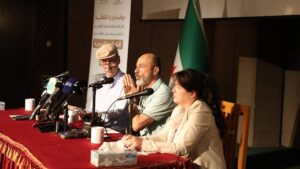 من المؤتمر الصحفي للمؤسسة العامة للسينما حين إطلاقها تظاهرة "أفلام الثورة السورية" - 11 أيلول 2025 (المؤسسة العامة للسينما)
