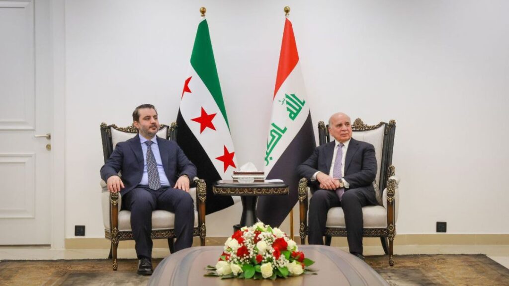 اجتماع وزير الخارجية السوري أسعد الشيباني مع نظيره العراقي فؤاد حسين في بغداد - 14 آذار 2025 (وزارة الخارجية السورية)