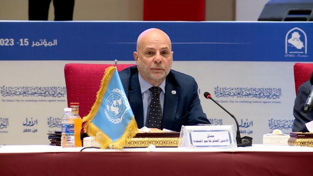 كلاوديو كوردوني خلال مشاركته في المؤتمر السنوي الخامس عشر لمناهضة العنف ضد النساء والفتيات - 19 آب 2023 (الأمم المتحدة)
