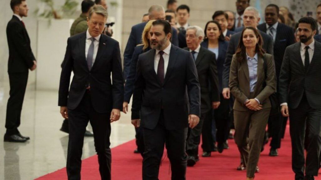 استقبال وزير الخارجية أسعد الشيباني في قصر الشعب وفد أعضاء مجلس الأمن الدولي وعدداً من المسؤولين الأمميين - 4 كانون الأول 2025 (سانا)