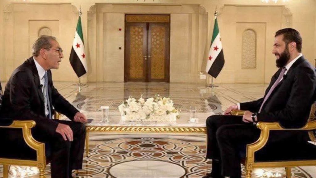 من مقابلة الرئيس السوري في المرحلة الانتقالية أحمد الشرع مع قناة "شمس"