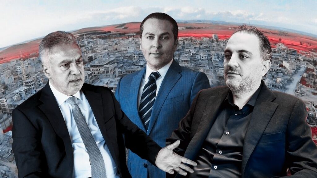 رجال الأعمال وسيم قطان (يمين) سامر الفوز (وسط) ومحمد حمشو (عنب بلدي)