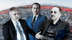 رجال الأعمال وسيم قطان (يمين) سامر الفوز (وسط) ومحمد حمشو (عنب بلدي)