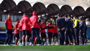 لاعبو نادي تشرين أثناء حصة تدريبية في ملعب الفيحاء بدمشق- 18 شباط 2026 (نادي تشرين الرياضي)
