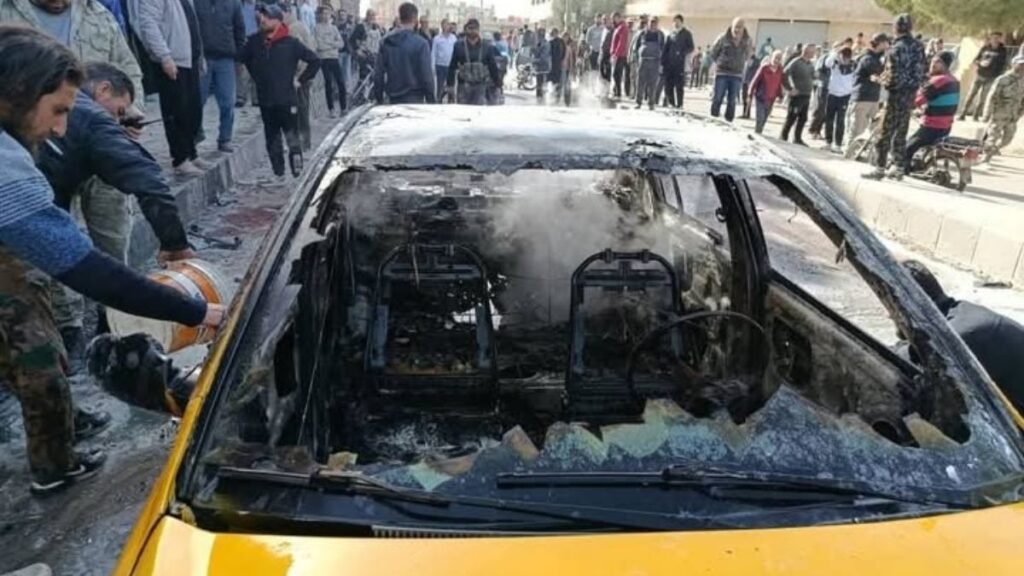 انفجار سيارة في بلدة القريا بالسويداء يودي بحياة شابين ـ 16 شباط 2026(الراصد/فيسبوك)