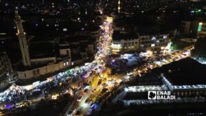 صورة جوية تظهر حركة المرور  في حماة - 18 آذار 2026 (عنب بلدي/ إياد عبد الجواد)