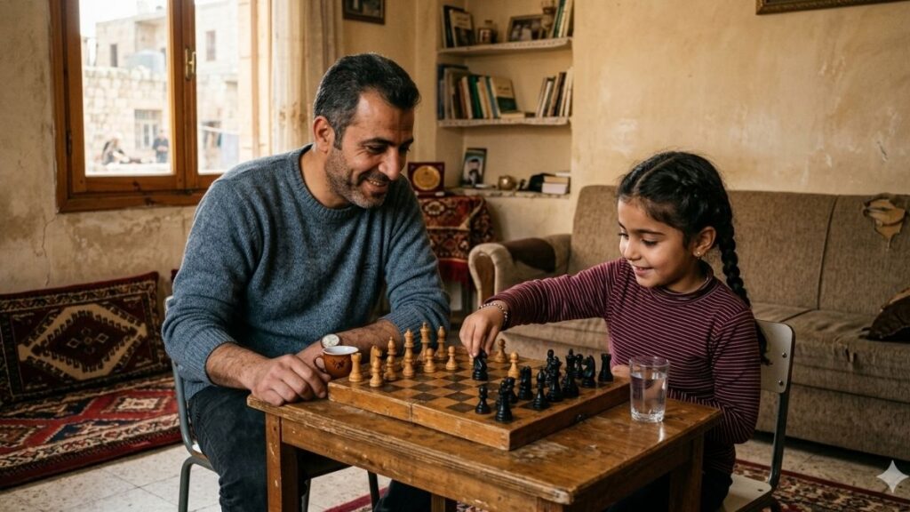 دور الأب يتجاوز فكرة الإشراف أو الضبط إلى فكرة المشاركة في بناء العالم الداخلي للطفل (عنب بلدي/مولّدة بالذكاء الاصطناعي)