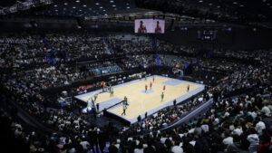 لقاء ودي جمع المنتخب السوري مع نظيره اللبناني بمناسبة افتتاح صالة الفيحاء في دمشق - 20 نيسان 2026 (سانا)
