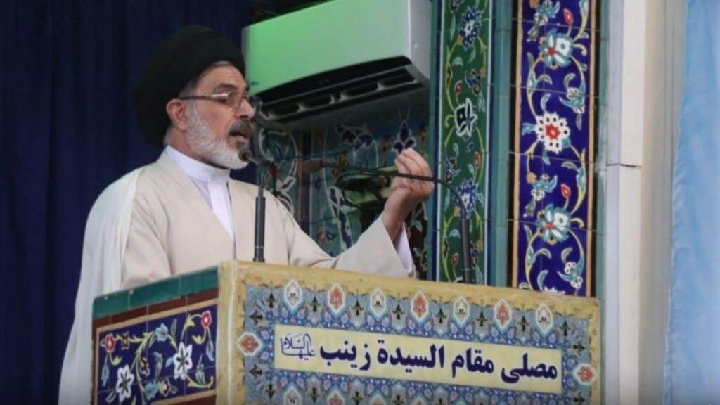 رجل الدين الشيعي وخطيب مقام السيدة زينب الشيخ فرحان المنصور - 1 أيار 2025 (الشيخ أدهم الخطيب/فيسبوك)