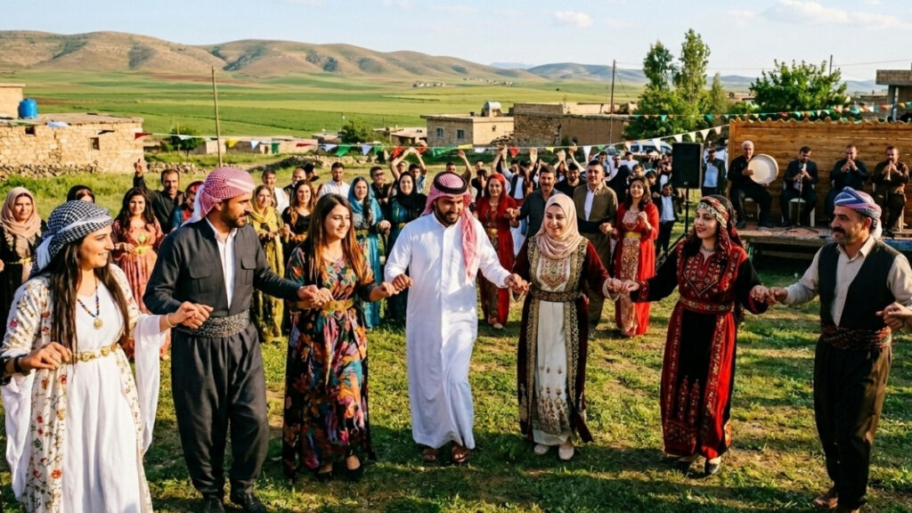 تعد "الكرافة" نموذجًا للتعايش بين مكونات الجزيرة السورية من عرب وكرد وسريان وإيزيديين (عنب بلدي/مولّدة بالذكاء الاصطناعي)