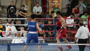 من منافسات بطولة الجمهورية للملاكمة في صالة الألعاب الرياضية بمدينة اللاذقية - 16 أيار 2026 (مديرية الرياضة والشباب في اللاذقية)