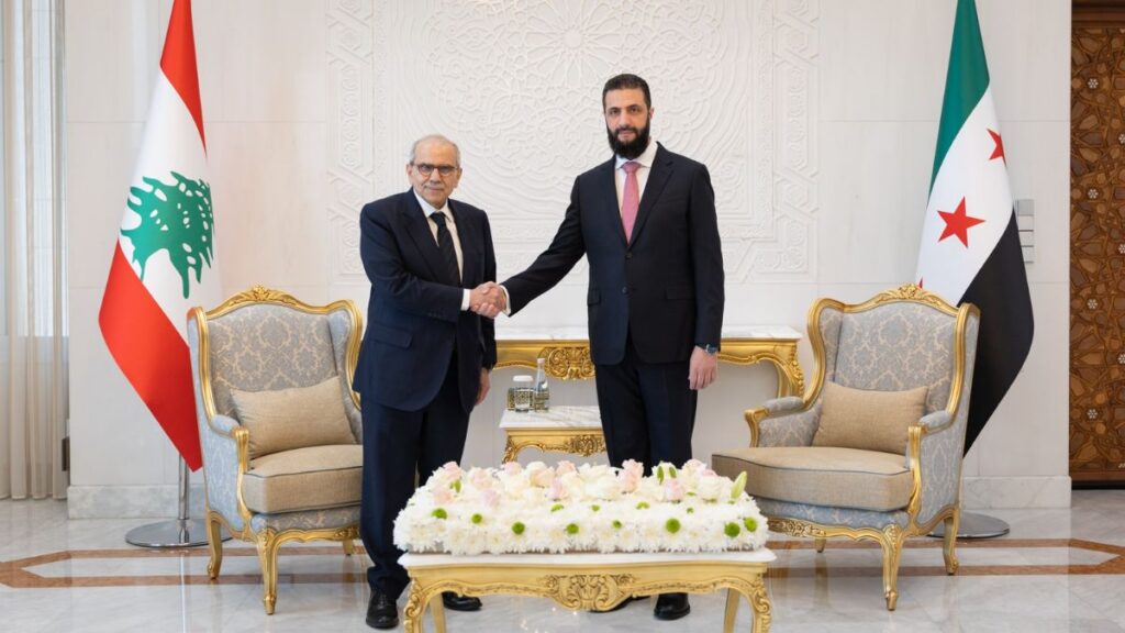 الرئيس السوري أحمد الشرع يستقبل رئيس الوزراء اللبناني نواف سلام على رأس وفد وزاري لبناني ـ 9 أيار 2026 (الرئاسة السورية)