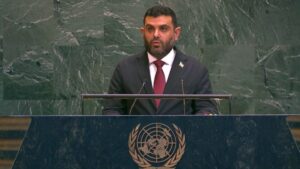 رئيس جهاز الاستخبارات السورية حسين السلامة في مؤتمر مكافحة الإرهاب في نيويورك - 29 حزيران 2026 (سانا)