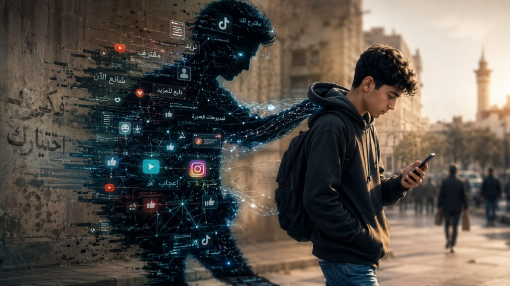 كلما برعت التكنولوجيا في محاكاة الفهم تعاظمت قيمة العلاقات الإنسانية الصادقة لحماية عقول المراهقين من توجيه الخوارزميات وترتيب أولوياتهم (عنب بلدي/مولّدة بالذكاء الاصطناعي)