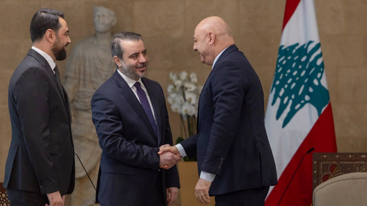 لقاء وزير الخارجية السوري أسعد الشيباني مع الرئيس اللبناني جوزاف عون- 2 تموز 2026 (وزارة الخارجية السورية)
