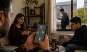يعتمد الأثر الاجتماعي لتطبيقات التتبع العائلي على وعي المستخدمين في جعلها أداة لحماية الأبناء بدلًا من تحويلها إلى وسيلة للرقابة وهدم الثقة المتبادلة (عنب بلدي/مولّدة بالذكاء الاصطناعي)
