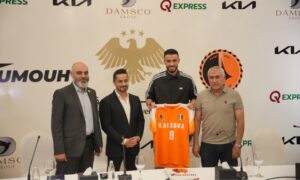 المؤتمر الصحفي الذي قدم فيه نادي الوحدة المهاجم السوري عمر السومة - 16 أيلول 2026 (نادي الوحدة الرياضي)
