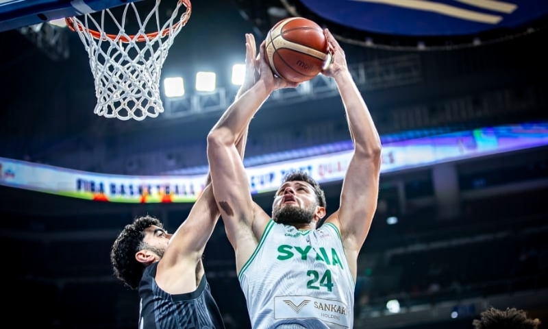 من مجريات اللقاء الذي جمع بين المنتخب السوري والمنتخب النيوزيلندي ضمن مباريات النافذة الرابعة المؤهلة لكأس العالم - 30 آب 2026 (FIBA)