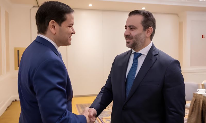 وزير الخارجية السوري أسعد الشيباني يلتقي نظيره الأمريكي ماركو روبيو في مدينة نيويورك - 23 أيلول 2025 (الإخبارية السورية)