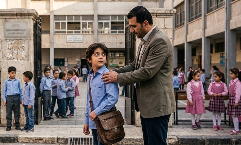 الانتقال بالأهل من دور الحراسة إلى قاعدة الأمان يعزز استقلال الطفل ويضمن تفوقه النفسي والأكاديمي في محيطه الاجتماعي والمدرسي (عنب بلدي/مولّدة بالذكاء الاصطناعي)