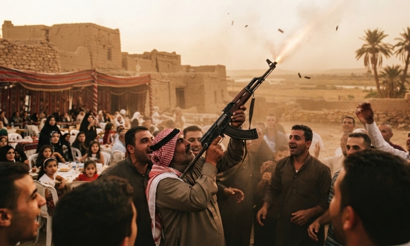 استمرار ظاهرة إطلاق الرصاص العشوائي في الحسكة يؤدي إلى سقوط المزيد من الضحايا (عنب بلدي/مولّدة بالذكاء الاصطناعي)