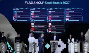  مراسم سحب قرعة كأس آسيا لكرة القدم 2027 في الرياض- 9 أيار 2026 (رويترز)