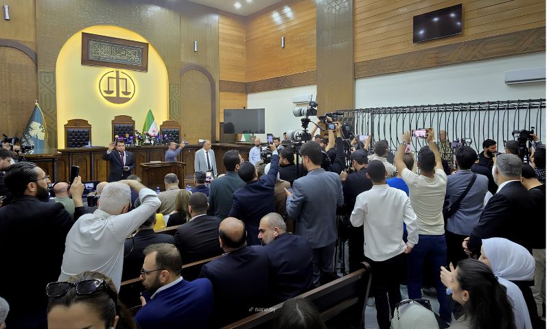 جلسة سابقة في محكمة الجنايات الرابعة بدمشق ضمن مسار العدالة الانتقالية - 4 آب 2026 (سانا)
