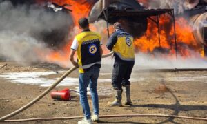 الدفاع المدني يعمل على إخماد حريق في منشأة حقول الجبسة النفطية بريف الحسكة – 21 تشرين الأول 2026 (مديرية الطوارئ في الحسكة)