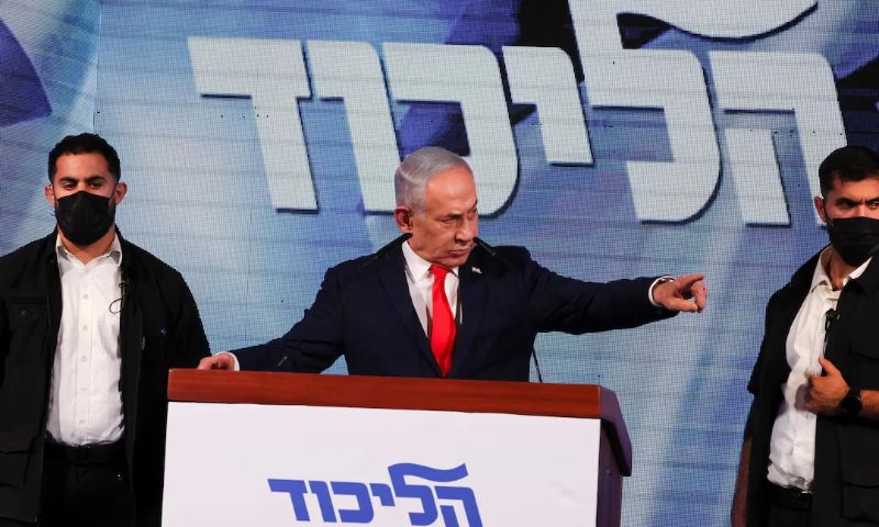 رئيس الوزراء الإسرائيلي يلقي كلمة خلال مؤتمر بمقر حزب الليكود الانتخابي بالقدس - 28 تشرين الأول 2026 (رويترز/ عمار عوض)