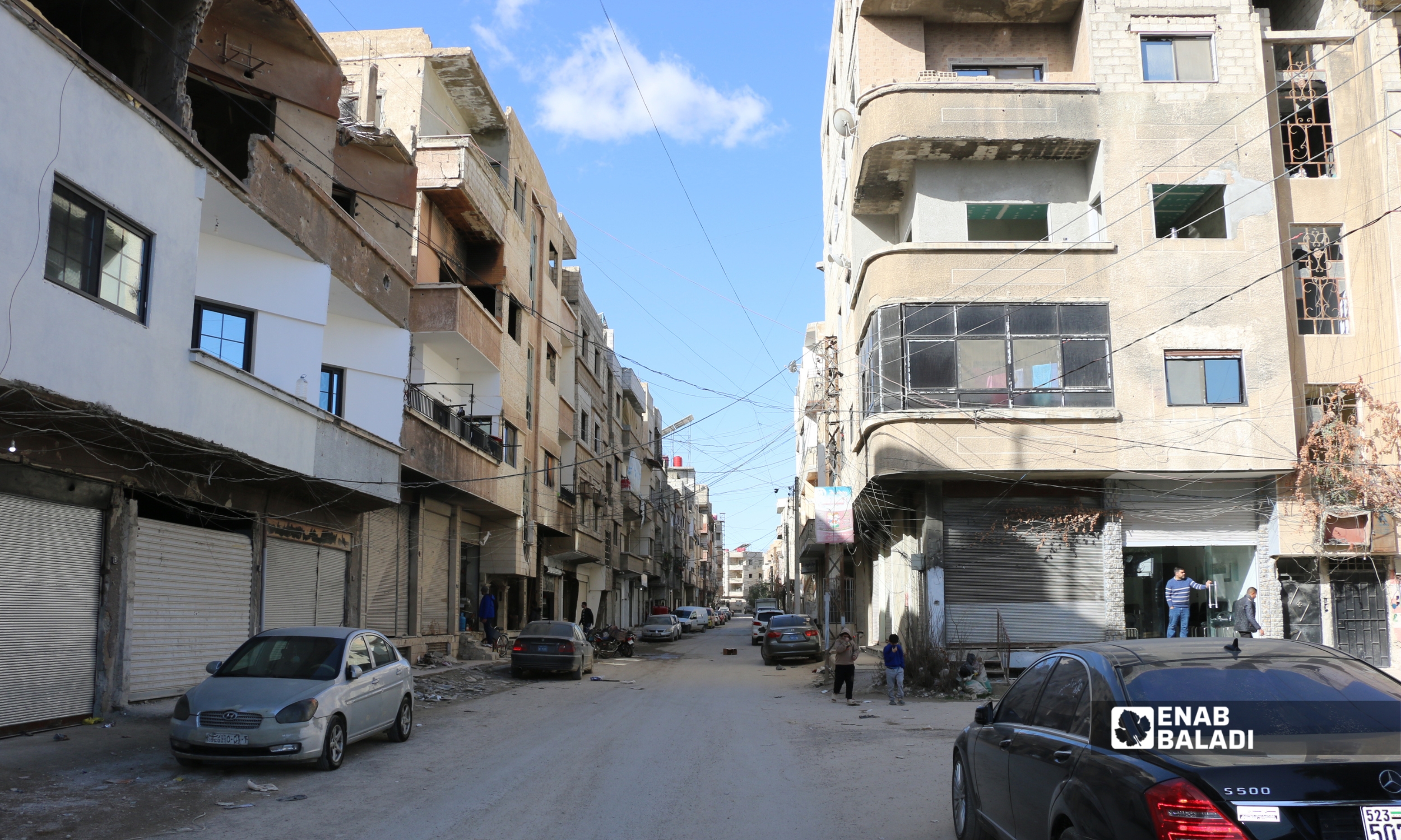 الطريق الممتد بين حديقة القابوني وجمعيات المحامين - خلف جامع الرضا بداريا - 7 شباط 2026 (عنب بلدي)