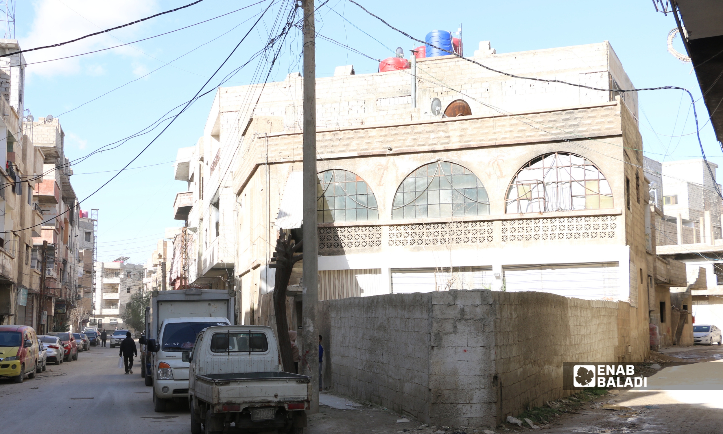 الطريق الممتد بين حديقة القابوني وجمعيات المحامين - خلف جامع الرضا بداريا - 7 شباط 2026 (عنب بلدي)